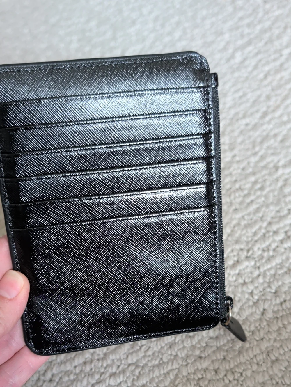Nordstrom 14th & Union Black Leather Zip Card Case & Wallet.
